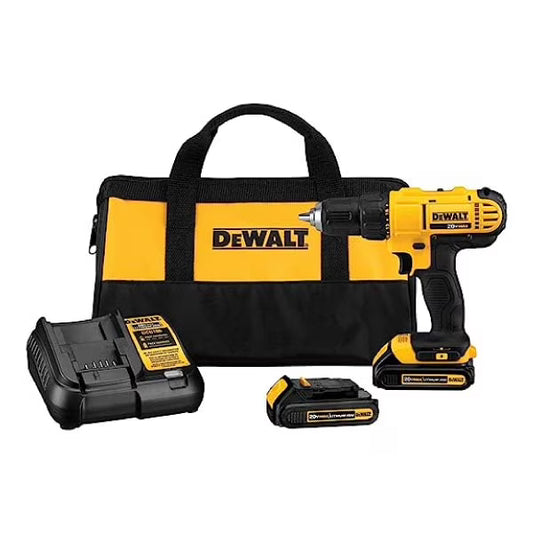 Taladro Atornillador DeWalt 20V MAX con 2 Baterías, Cargador y Mochila — DCD771C2