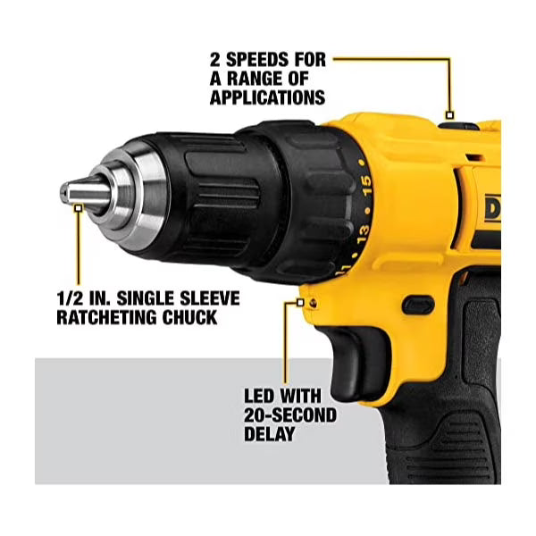 Taladro Atornillador DeWalt 20V MAX con 2 Baterías, Cargador y Mochila — DCD771C2